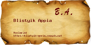 Blistyik Appia névjegykártya